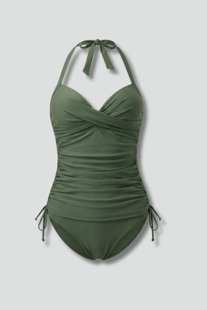 Produktbild – Nicole – Dam V-ringad Rynkad Sid Tankini Baddräkt