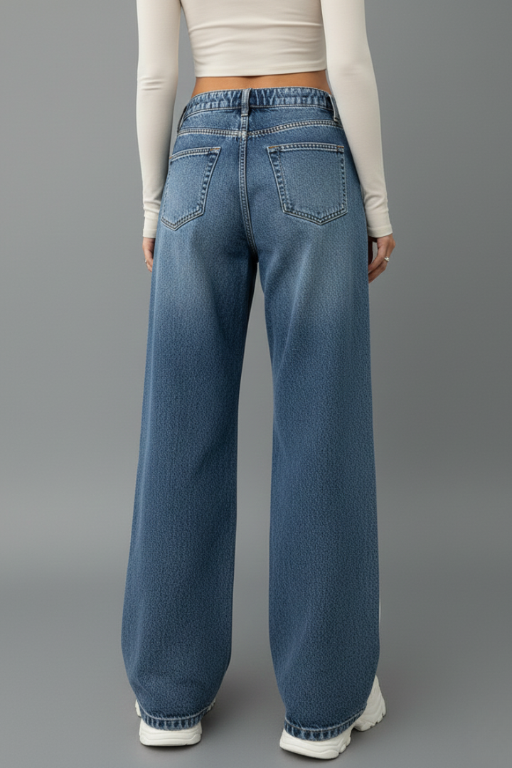 Produktbild – Gabriella – Kvinnors Avslappnade Vida Denimjeans med Dragsko Detalj