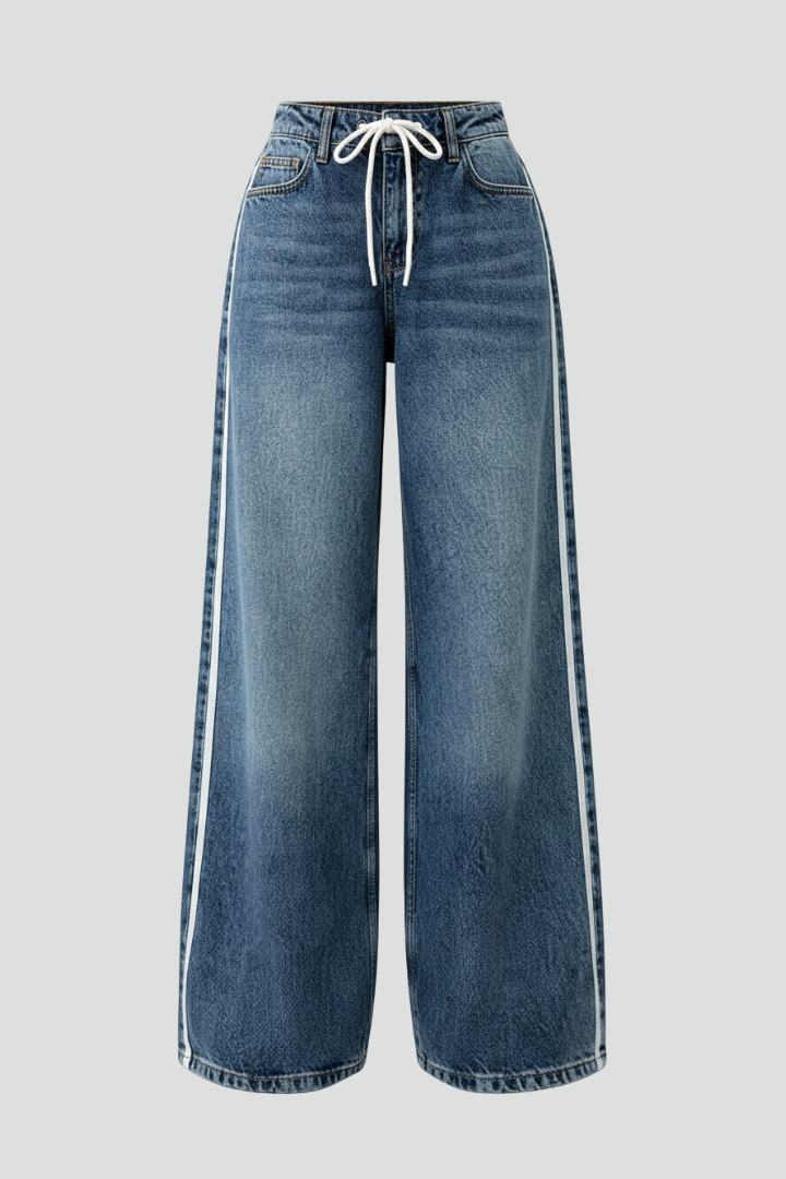 Produktbild – Gabriella – Kvinnors Avslappnade Vida Denimjeans med Dragsko Detalj