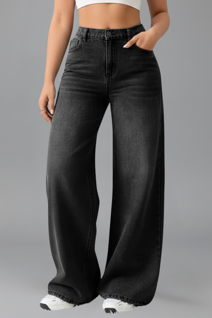 Produktbild – Evelyn – Damens Högmidjade Vida Jeans