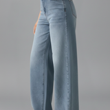 Produktbild – Evelyn – Damens Högmidjade Vida Jeans