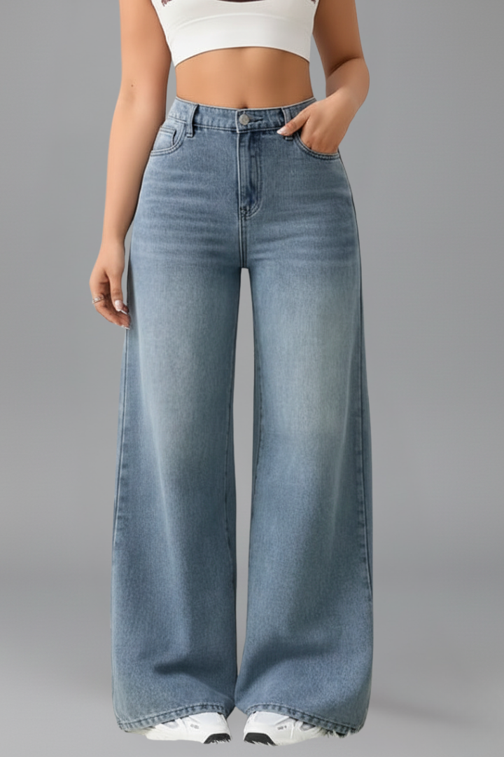 Produktbild – Evelyn – Damens Högmidjade Vida Jeans