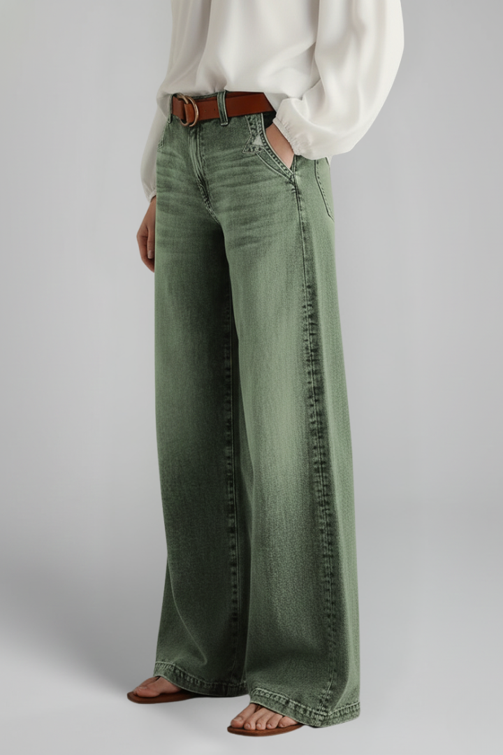 Produktbild – Faith – Damens avslappnade vida högmidjade denimjeans