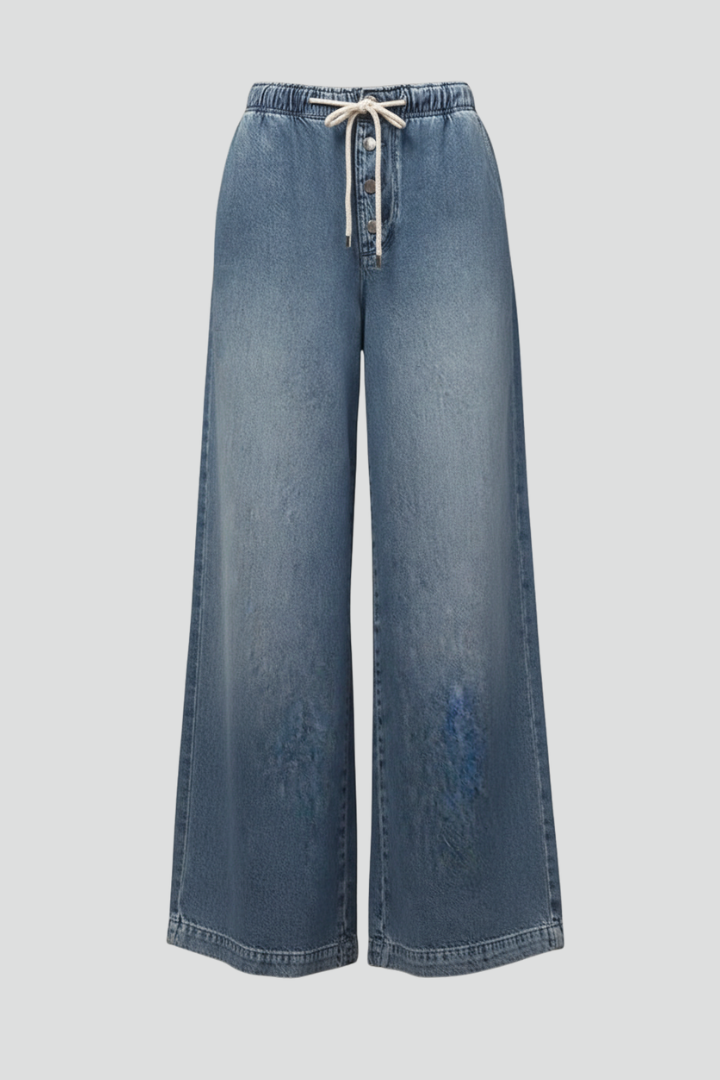 Produktbild – Lauren – Kvinnors Avslappnade Vida Byxor med Dragsko i Denim