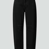 Produktbild – Jennifer – Damens avslappnade midjehöga denimjeans med framknäppning