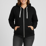 Produktbild – Hailey – Dam Zip Hoodie med Dragsko och Framlommor