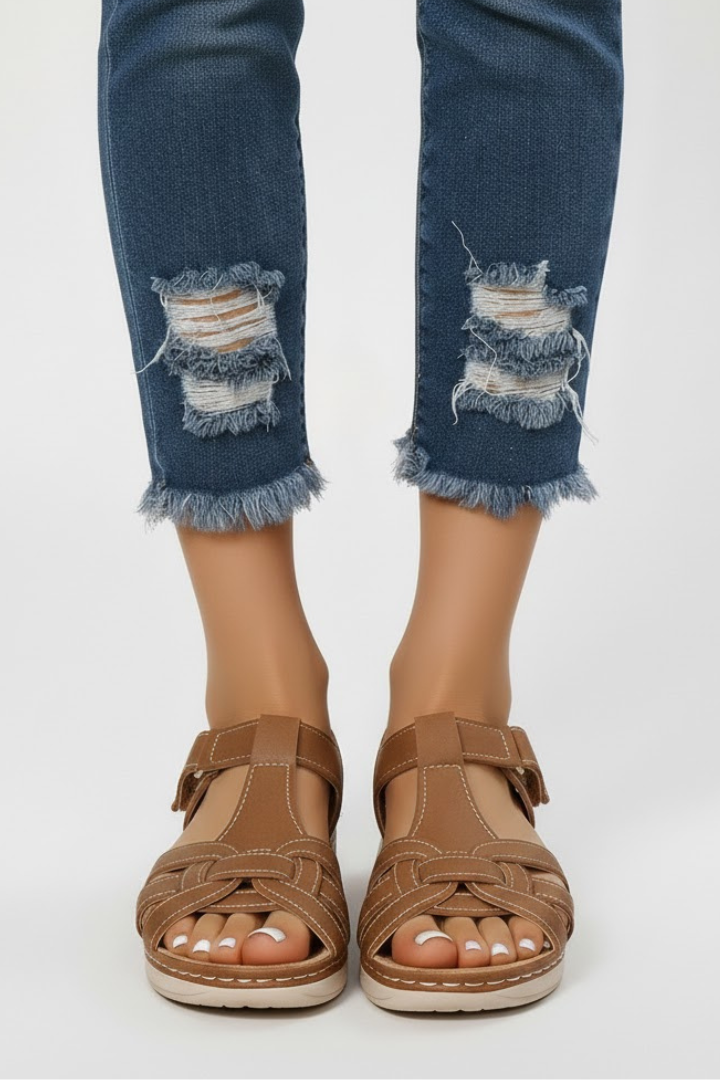 Produktbild – Hannah – Retro Sandaler Med Remmar Och Spänne För Dam