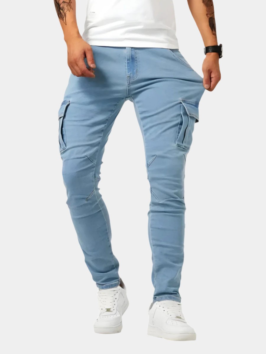 Stretchiga cargobyxor med flexibel passform