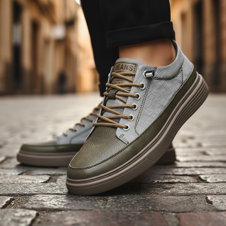 Sneakers i läder för herr