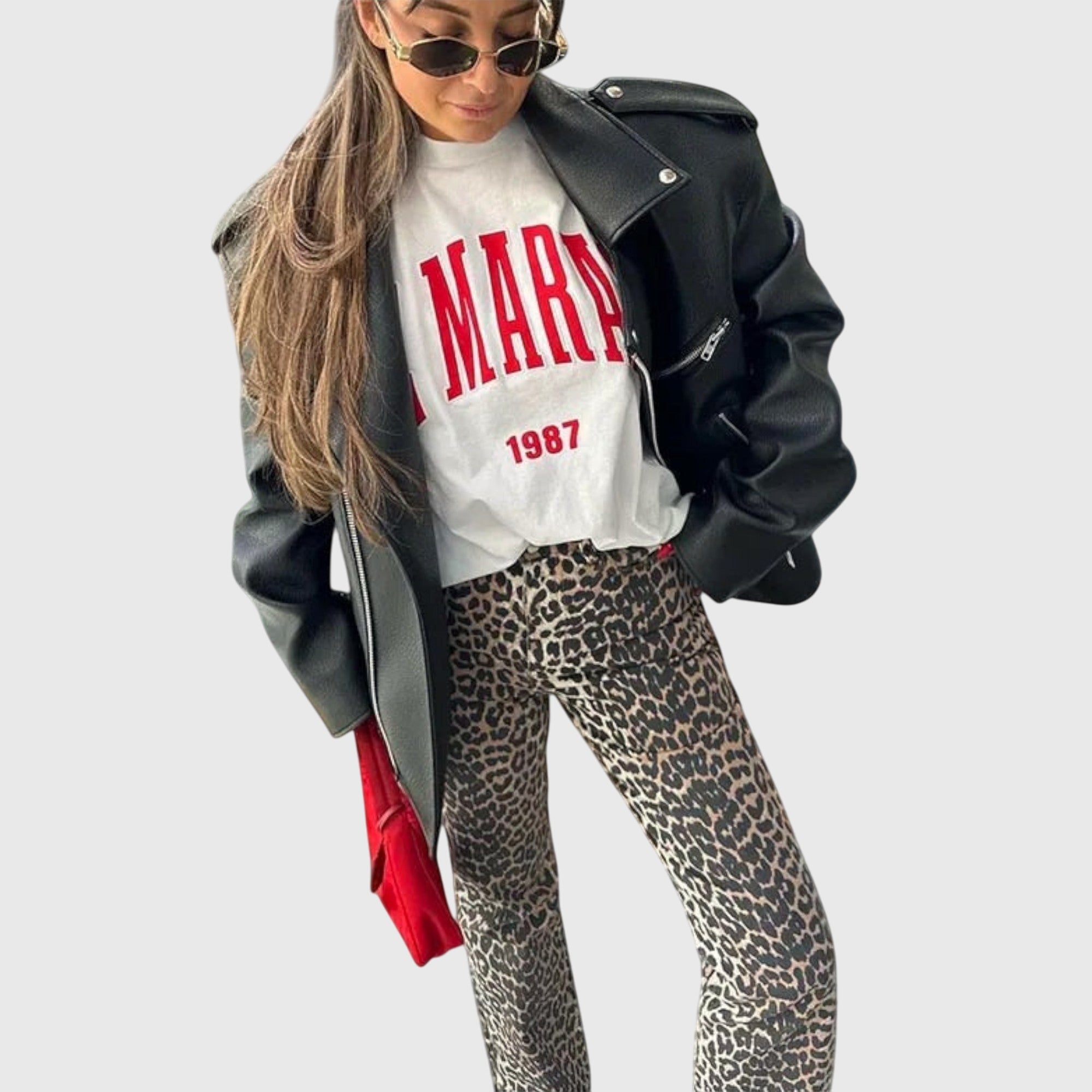 Produktbild – Chandra – Vintage Jeans med Leoprint