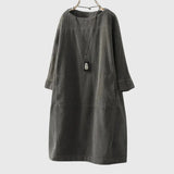 Produktbild – Grace – Avslappnad Corduroy Midi Klänning