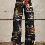 Produktbild – Grace – Denim Western Print Högmidjade Vida Byxor