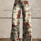 Produktbild – Grace – Denim Western Print Högmidjade Vida Byxor