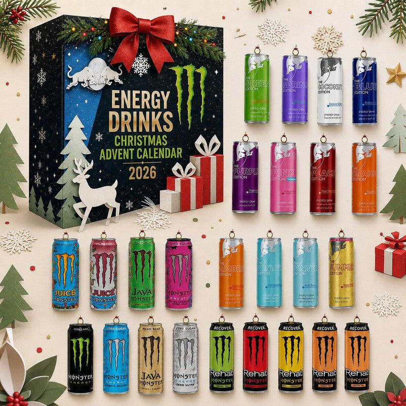 Energidrycker – adventskalender med 24 miniatyrburkar – bild 1