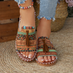 Produktbild – Aria – Damens Slide Sandaler Öppen Tå Fringed Bohemisk Platt
