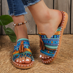 Produktbild – Aria – Damens Slide Sandaler Öppen Tå Fringed Bohemisk Platt