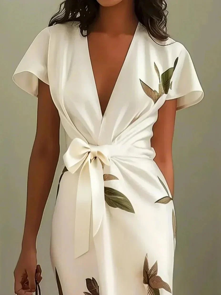 Produktbild – Chloe – Midi Wrap Klänning V-Hals Blommönster