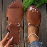 Produktbild – Isabella – Damens Flätade Remmar Platta Sandaler Boho Stil
