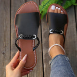 Produktbild – Isabella – Damens Flätade Remmar Platta Sandaler Boho Stil