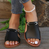 Produktbild – Isabella – Damens Flätade Remmar Platta Sandaler Boho Stil