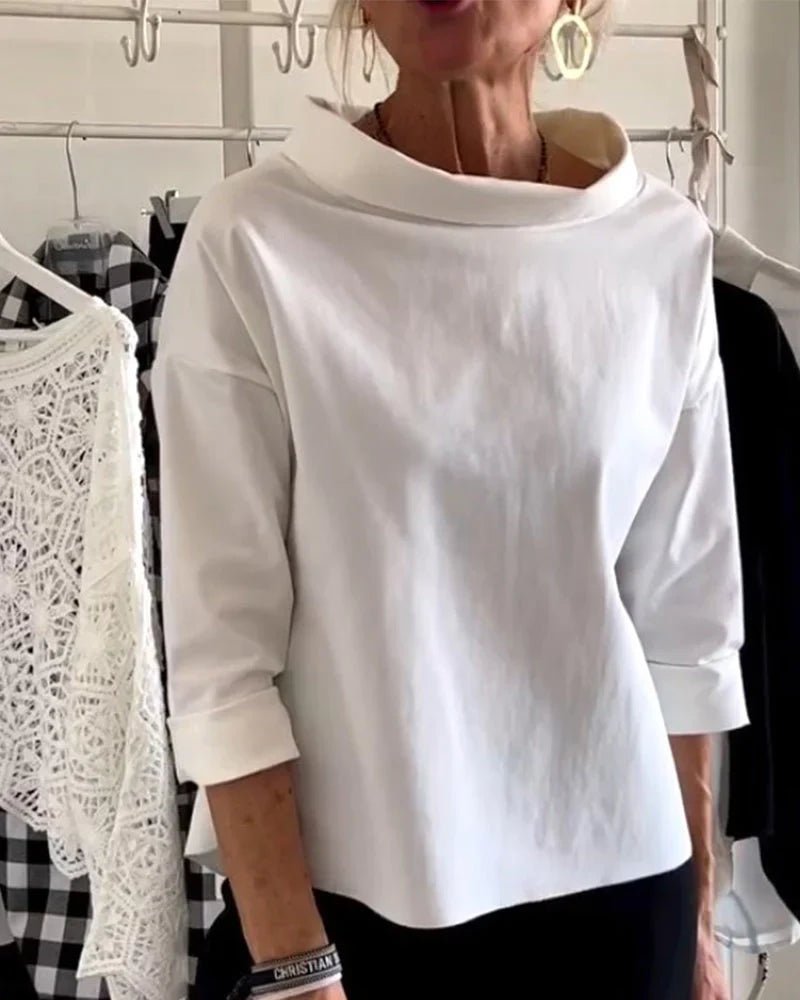 Produktbild – Mia – Dam Cowl Neck Topp 3/4 Ärmar Avslappnad Passform