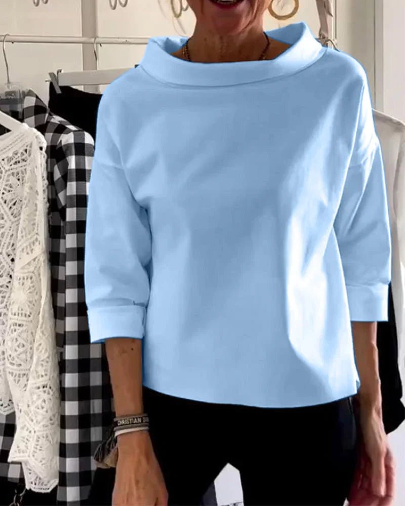 Produktbild – Mia – Dam Cowl Neck Topp 3/4 Ärmar Avslappnad Passform