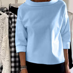 Produktbild – Mia – Dam Cowl Neck Topp 3/4 Ärmar Avslappnad Passform