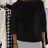 Produktbild – Mia – Dam Cowl Neck Topp 3/4 Ärmar Avslappnad Passform