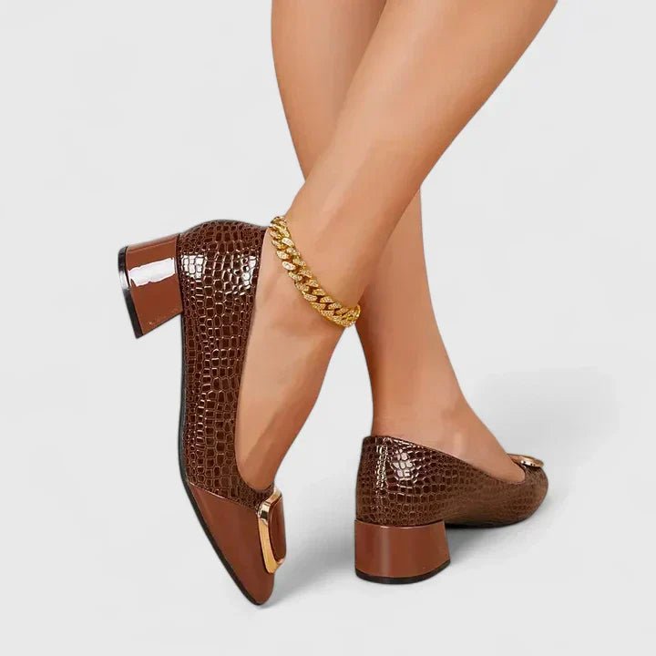 Produktbild – Camila – Damens Croc-Embossed Block Heel Loafers