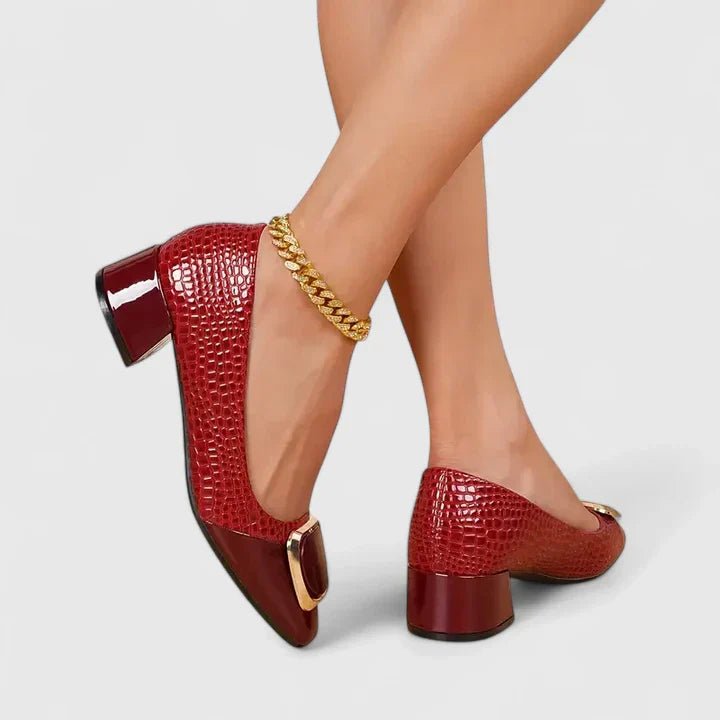 Produktbild – Camila – Damens Croc-Embossed Block Heel Loafers