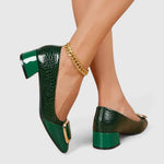 Produktbild – Camila – Damens Croc-Embossed Block Heel Loafers
