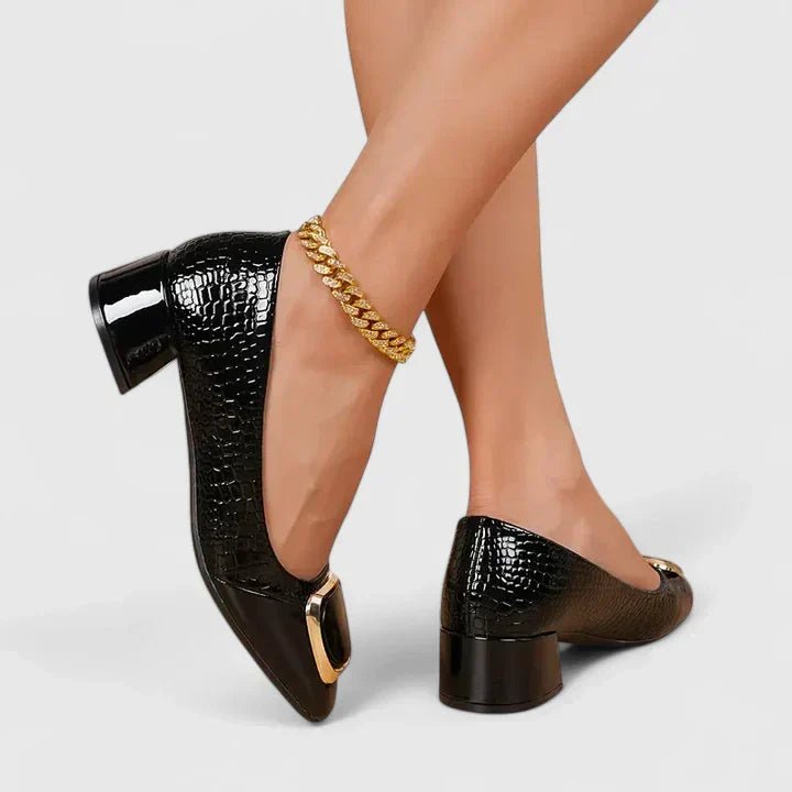 Produktbild – Camila – Damens Croc-Embossed Block Heel Loafers