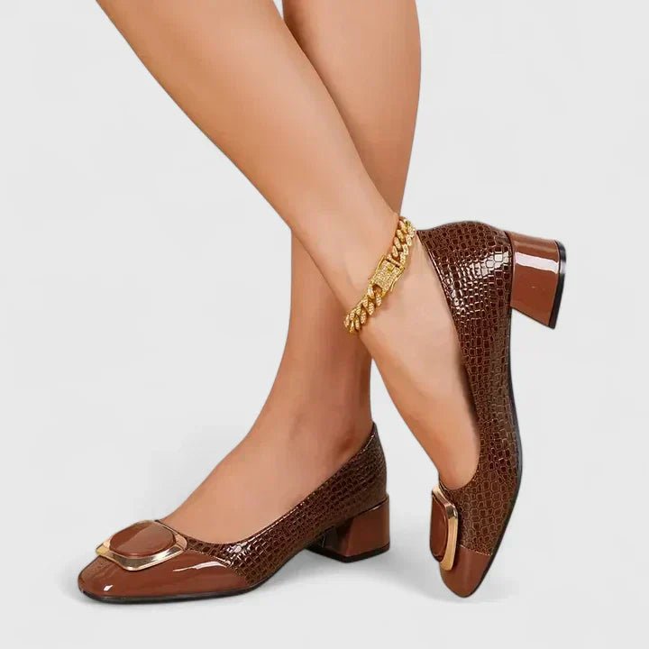 Produktbild – Camila – Damens Croc-Embossed Block Heel Loafers