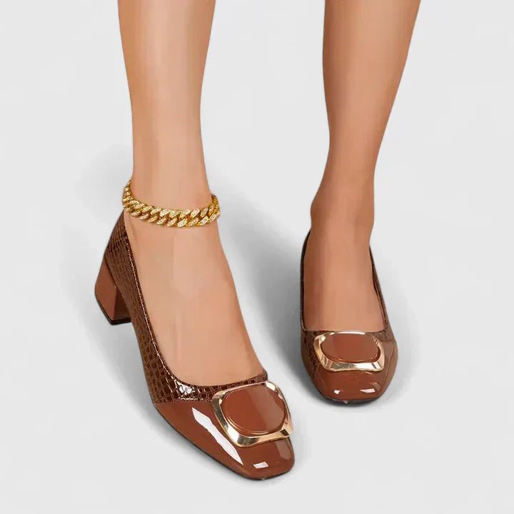Produktbild – Camila – Damens Croc-Embossed Block Heel Loafers