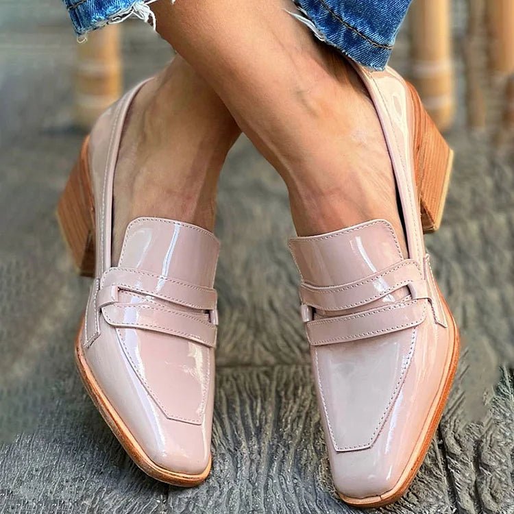 Produktbild – Mia – Kvinno Patentläder Loafers Blockklack Slip-On Komfort