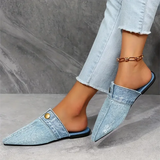 Élise | Spetsiga mules i denimlook