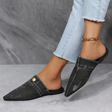 Élise | Spetsiga mules i denimlook