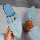 Élise | Spetsiga mules i denimlook