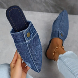 Élise | Spetsiga mules i denimlook