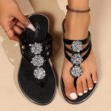 Produktbild – Harper – Dam Rhinestone T-Strap Platta Sandaler Slip-On