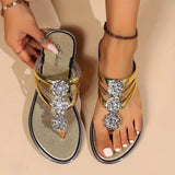Produktbild – Harper – Dam Rhinestone T-Strap Platta Sandaler Slip-On