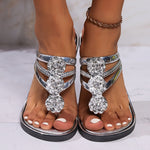 Produktbild – Harper – Dam Rhinestone T-Strap Platta Sandaler Slip-On