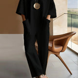 Produktbild – Grace – Kvinnors Vida Byxor Jumpsuit Lång Ärmar Crew Neck