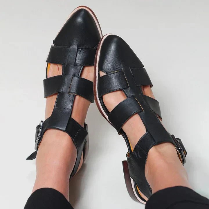 Produktbild – Isabella – Kvinnors Vävda Platta Sandaler med Spänne Stängd Tå