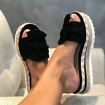 Produktbild – Aria – Damens Vävda Kilklack Sandaler med Slipsdetalj Plattform