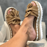 Produktbild – Aria – Damens Vävda Kilklack Sandaler med Slipsdetalj Plattform